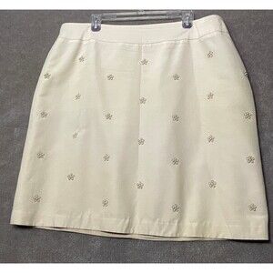 Talbots Skirt Womens 18W Ivory Silk Blend A Line Beaded Lined Classic Office